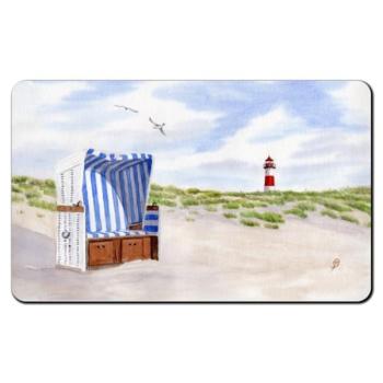 Frühstücksbrettchen  Aquarell Kunst Maritim Druck Kunstdruck Strandkorb Sylt Nordsee Meer Leuchtturm Strand Dünen